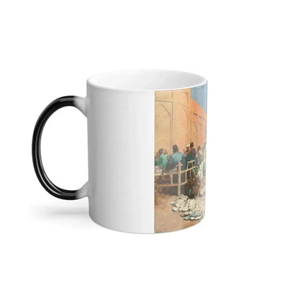 Edwin Lord Weeks (1849-1903) Persian cafe, the Pottery Seller - Oil on Canvas - Color Changing Mug 11oz - Go Mug Yourself