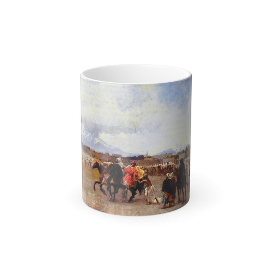 Edwin Lord Weeks (1849-1903) Powder Play - City of Morocco, outside the Walls - oil on canvas c1880-1882 - Color Changing Mug 11oz-11oz-Go Mug Yourself