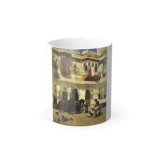 Edwin Lord Weeks (1849-1903) Rahaj Starting on a Hunt - oil on canvas - Color Changing Mug 11oz 11oz - Go Mug Yourself