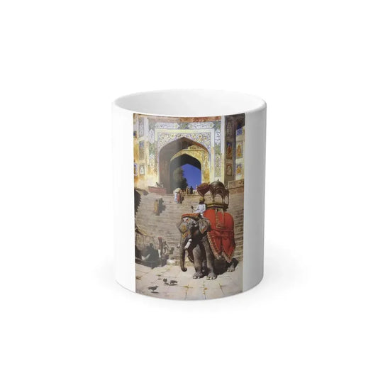 Edwin Lord Weeks (1849-1903) Royal Elephant at the Gateway to the Jami Masjid, Mathura - oil on canvas -0 - Color Changing Mug 11oz 11oz - Go Mug Yourself
