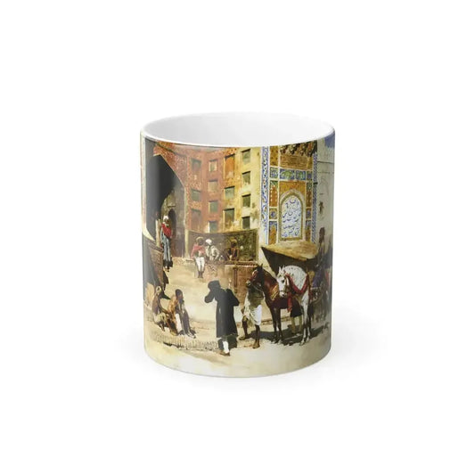 Edwin Lord Weeks (1849-1903) Steps of the Mosque Vazirkham, Lahore - oil on canvas - Color Changing Mug 11oz 11oz - Go Mug Yourself