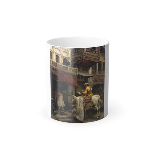 Edwin Lord Weeks (1849-1903) Street Scene in India - oil on canvas - Color Changing Mug 11oz-11oz-Go Mug Yourself