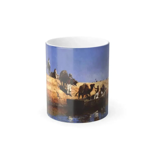 Edwin Lord Weeks (1849-1903) The Camel Transport, Morocco - oil on canvas 1880 - Color Changing Mug 11oz 11oz - Go Mug Yourself