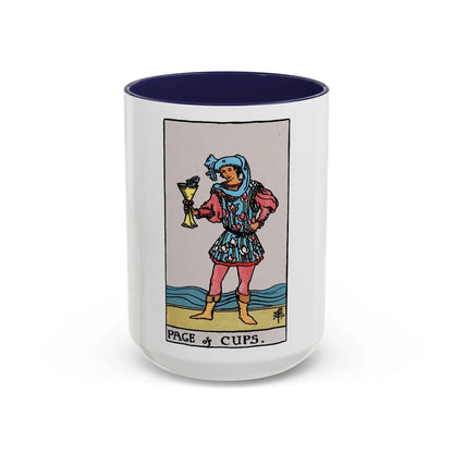 The Page of Cups (Tarot Card) Accent Coffee Mug-15oz-Navy-Go Mug Yourself