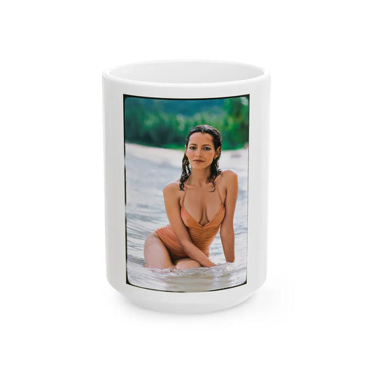 Barbara Carrera #67 (Vintage Female Icon) White Coffee Mug-15oz-Go Mug Yourself