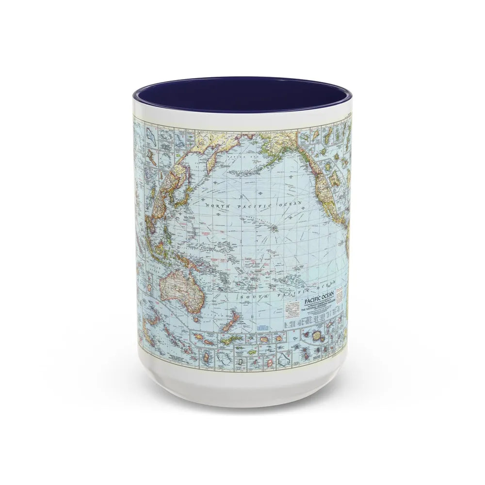 Pacific Ocean (1952) (Map) Accent Coffee Mug-15oz-Navy-Go Mug Yourself