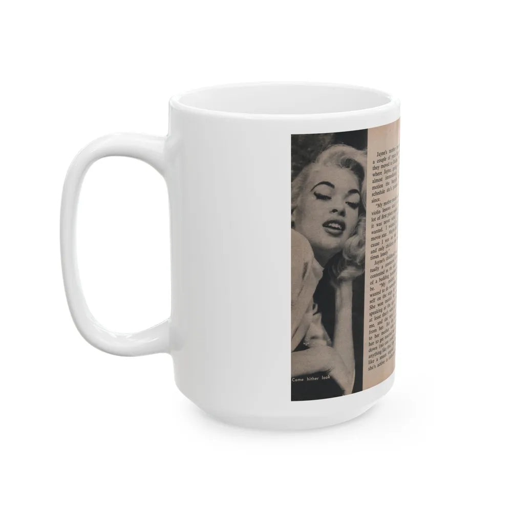 Jayne Mansfield #297 - JAYNE Pocket Magazine Pages 38 & 39 (Vintage Female Icon) White Coffee Mug-Go Mug Yourself