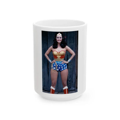 Lynda Carter #264 (Vintage Female Icon) White Coffee Mug-15oz-Go Mug Yourself