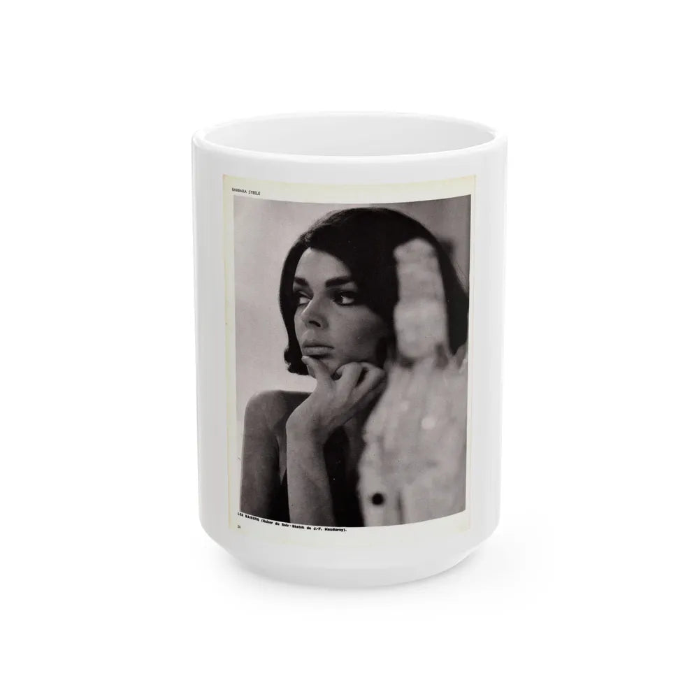 Barbara Steele #70 (Vintage Female Icon) White Coffee Mug-15oz-Go Mug Yourself