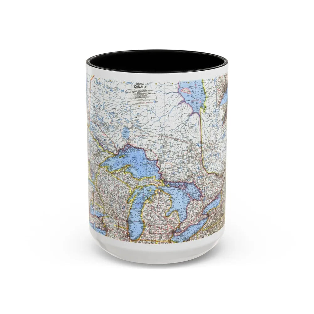 Canada - Central (1963) (Map) Accent Coffee Mug-15oz-Black-Go Mug Yourself