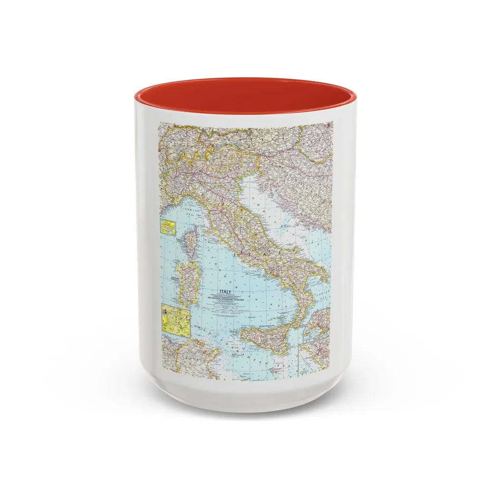 Italy (1961) (Map) Accent Coffee Mug-15oz-Red-Go Mug Yourself