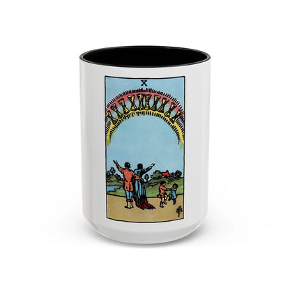 The 10 of Cups (Tarot Card) Accent Coffee Mug-15oz-Black-Go Mug Yourself