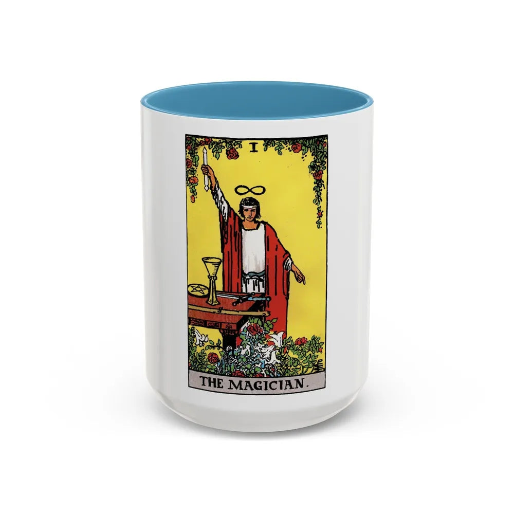 The Magician (Tarot Card) Accent Coffee Mug-15oz-Light Blue-Go Mug Yourself