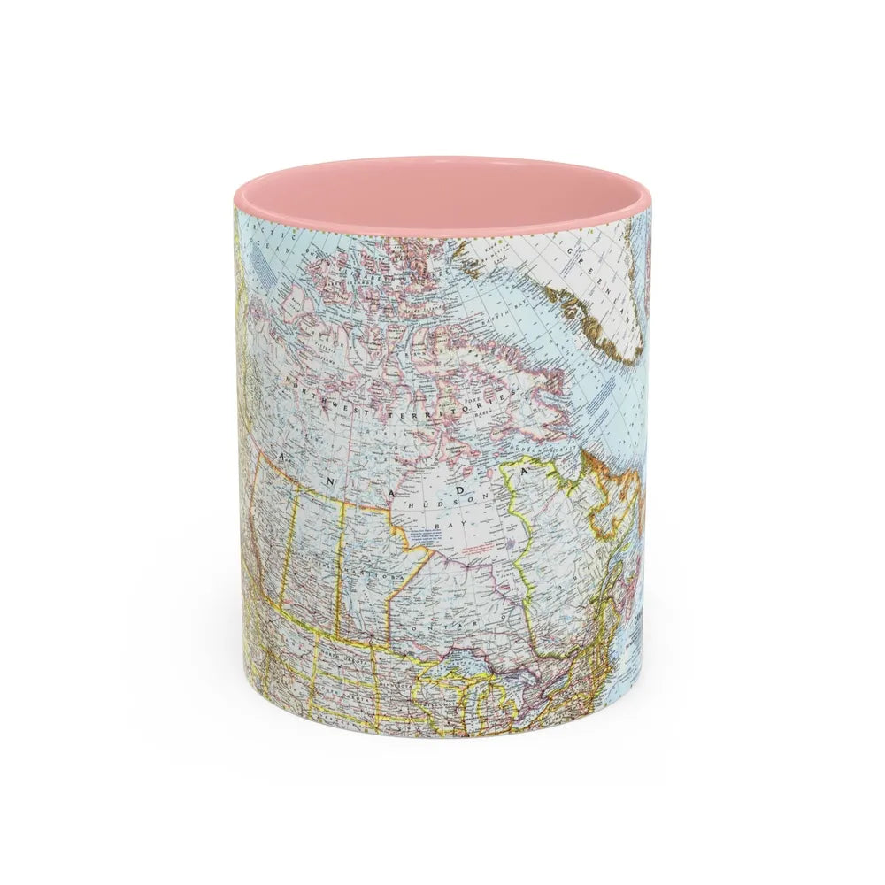 Canada (1961) (Map) Accent Coffee Mug-11oz-Pink-Go Mug Yourself