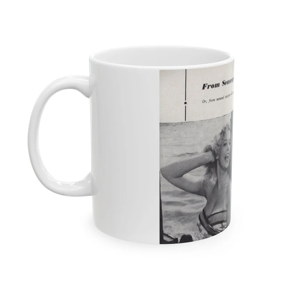 Norma Sykes #160 - 66 PHOTOGRAPHS OF Sabrina U.K. Pocket Mag. Pages 50 & 51 (Vintage Female Icon) White Coffee Mug-Go Mug Yourself