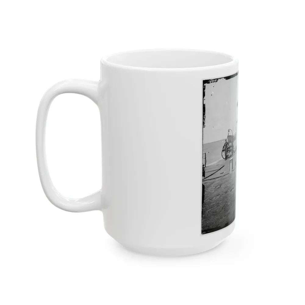 Charleston Harbor, S.C. Deck And Officers Of U.S.S. Monitor Catskill; Lt. Comdr. Edward Barrett Seated On The Turret (U.S. Civil War) White Coffee Mug-Go Mug Yourself