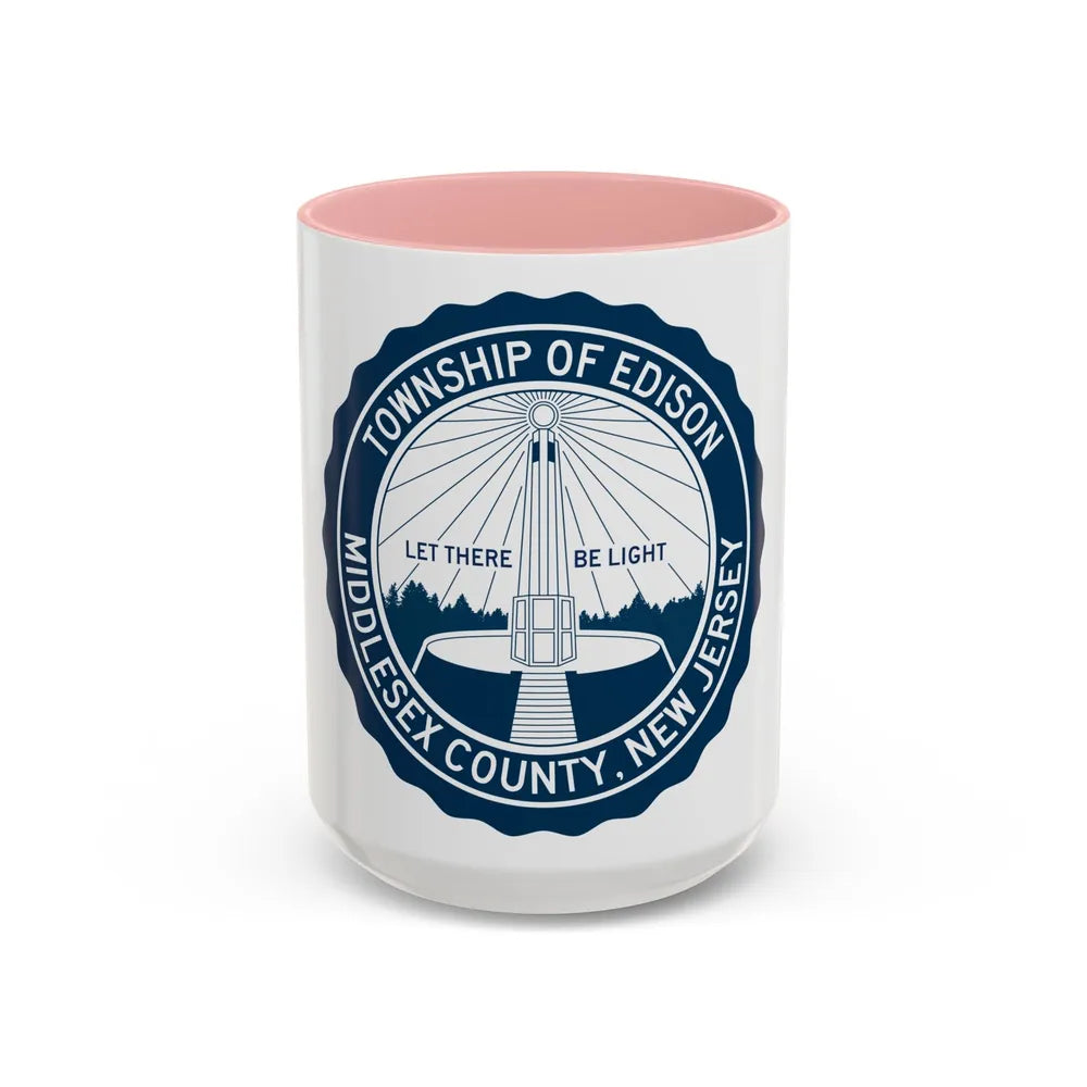 Seal of Edison NJ - Accent Coffee Mug-15oz-Pink-Go Mug Yourself