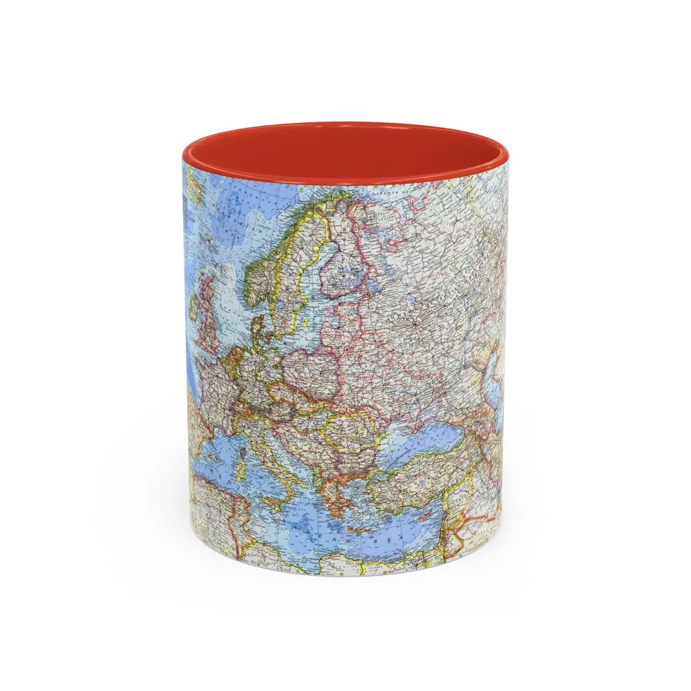 Europe (1962) (Map) Accent Coffee Mug-11oz-Red-Go Mug Yourself