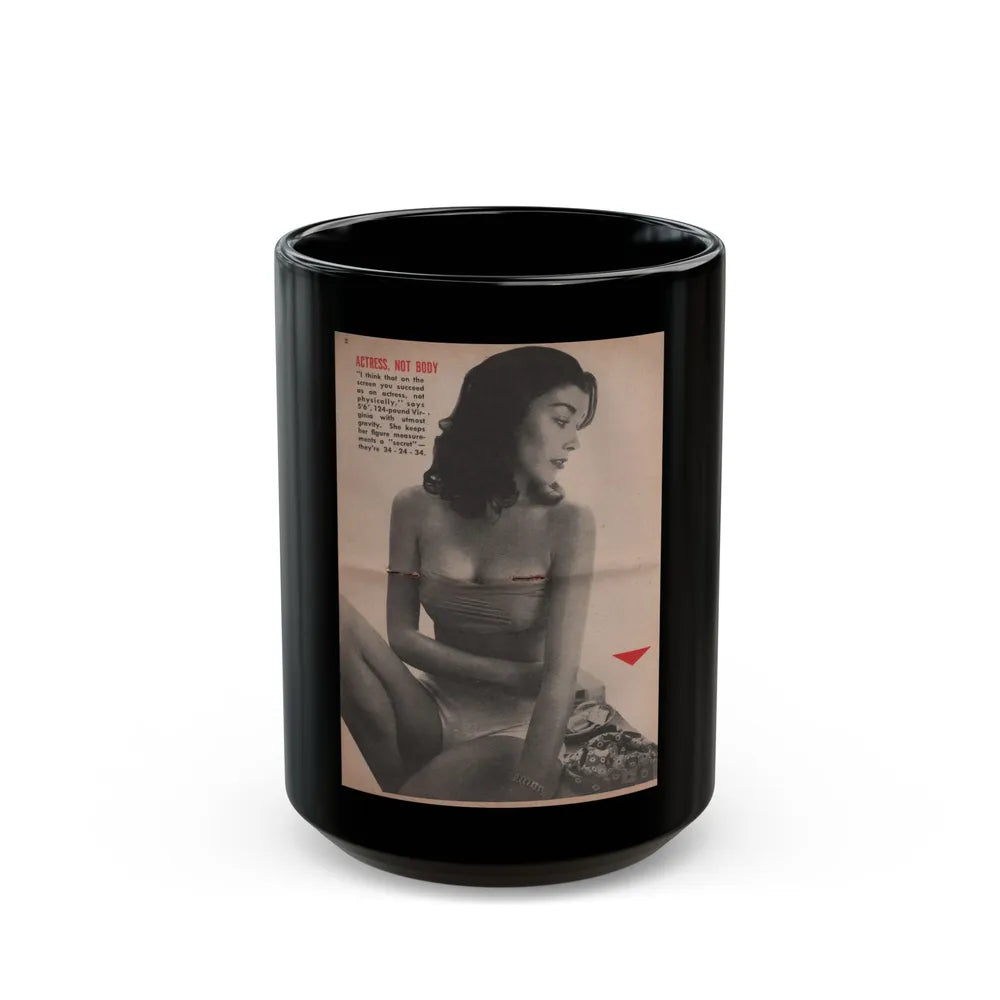 Virginia Leith #44 - People Today Pocket Mag. 2-23-55 - B&W Centerfold Photo+Caption (Vintage Female Icon) Black Coffee Mug-15oz-Go Mug Yourself