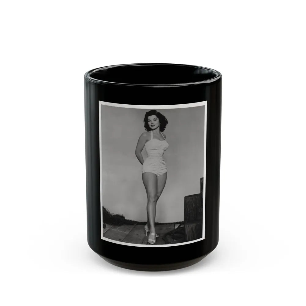 Debra Paget #263 - 8x10 Full Body 1-Piece White Swimsuit Cheesecake Photo Re-Strike from Mid 50's (Vintage Female Icon) Black Coffee Mug-15oz-Go Mug Yourself