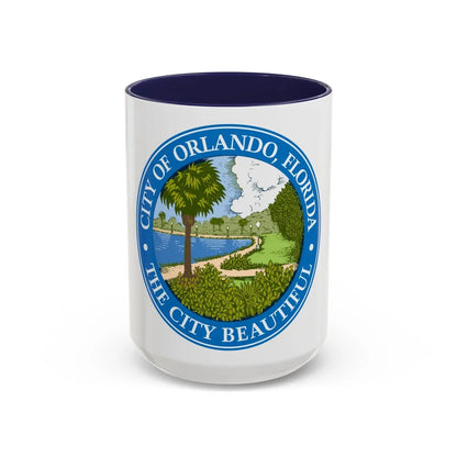 Seal of Orlando Florida - Accent Coffee Mug-15oz-Navy-Go Mug Yourself