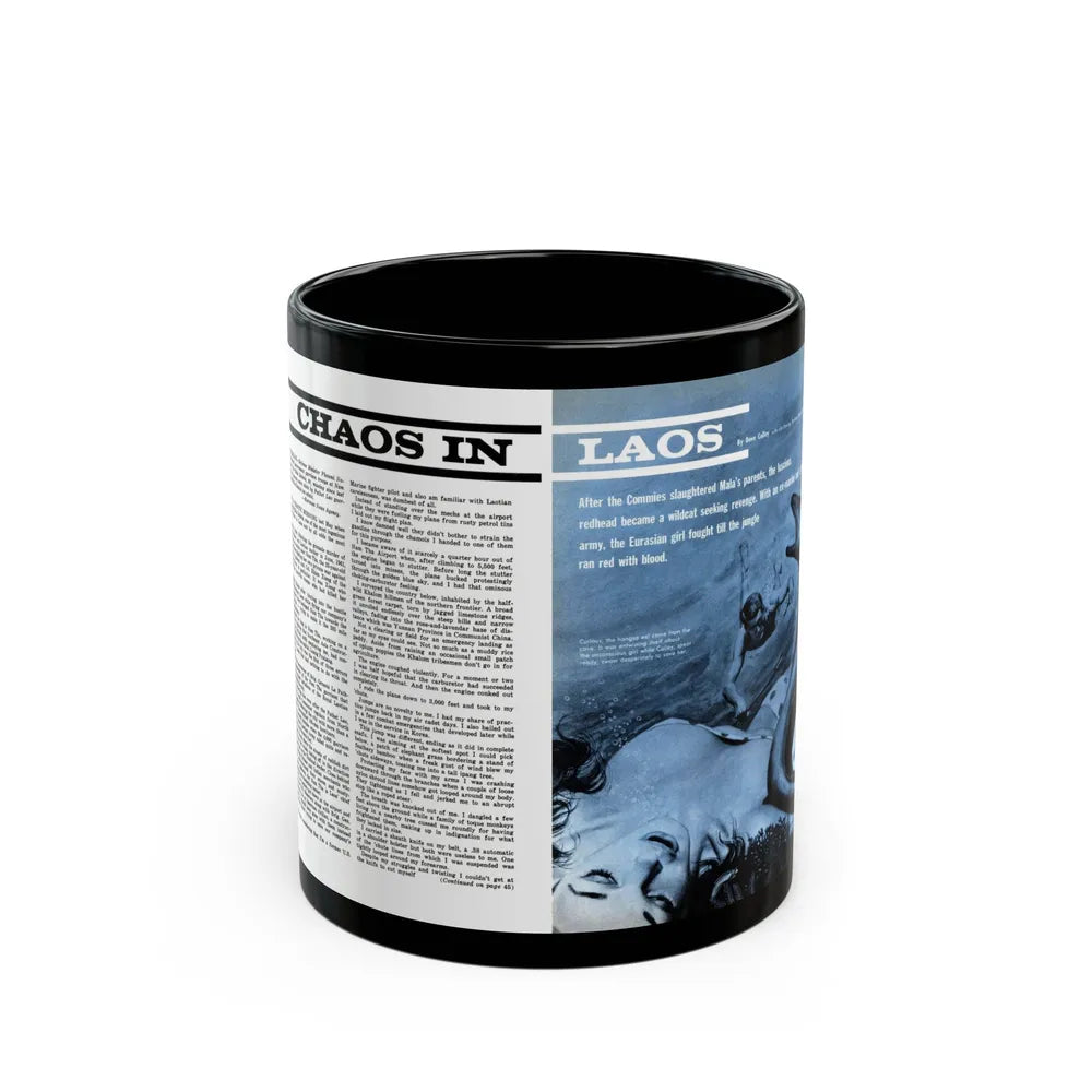 Chaos In Laos, Bluebook for Men, 1962 - Black Coffee Mug-11oz-Go Mug Yourself