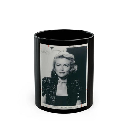 Dorothy Malone #94 (Vintage Female Icon) Black Coffee Mug-11oz-Go Mug Yourself