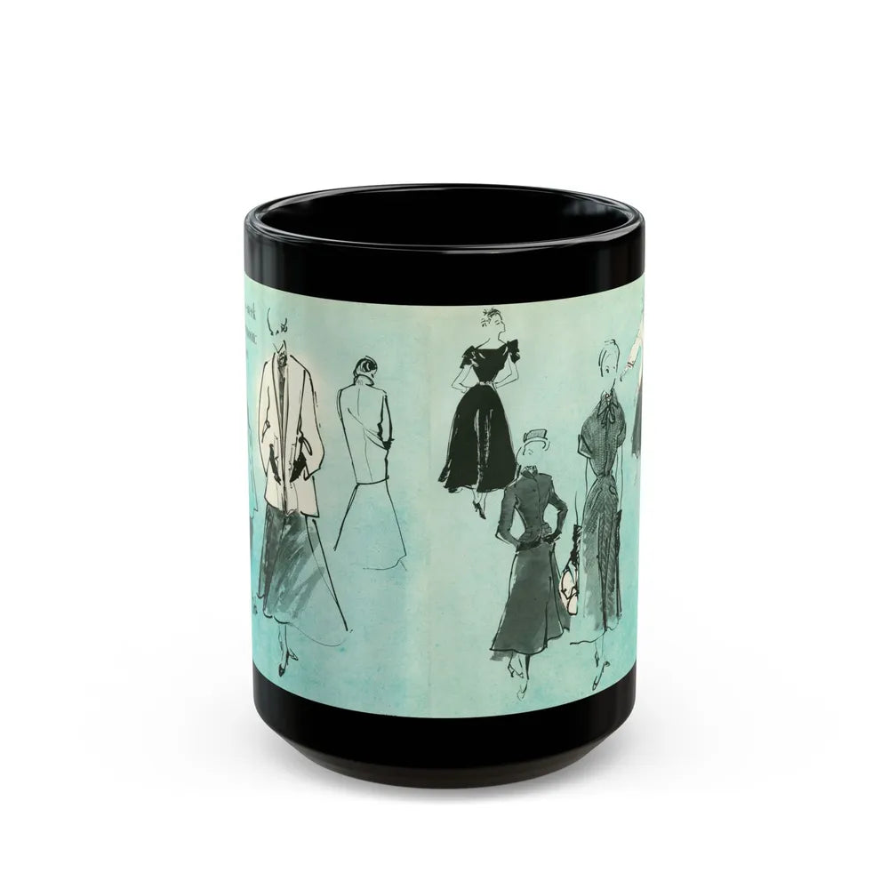 Fashion Illustrations, 1948 - Black Coffee Mug-15oz-Go Mug Yourself