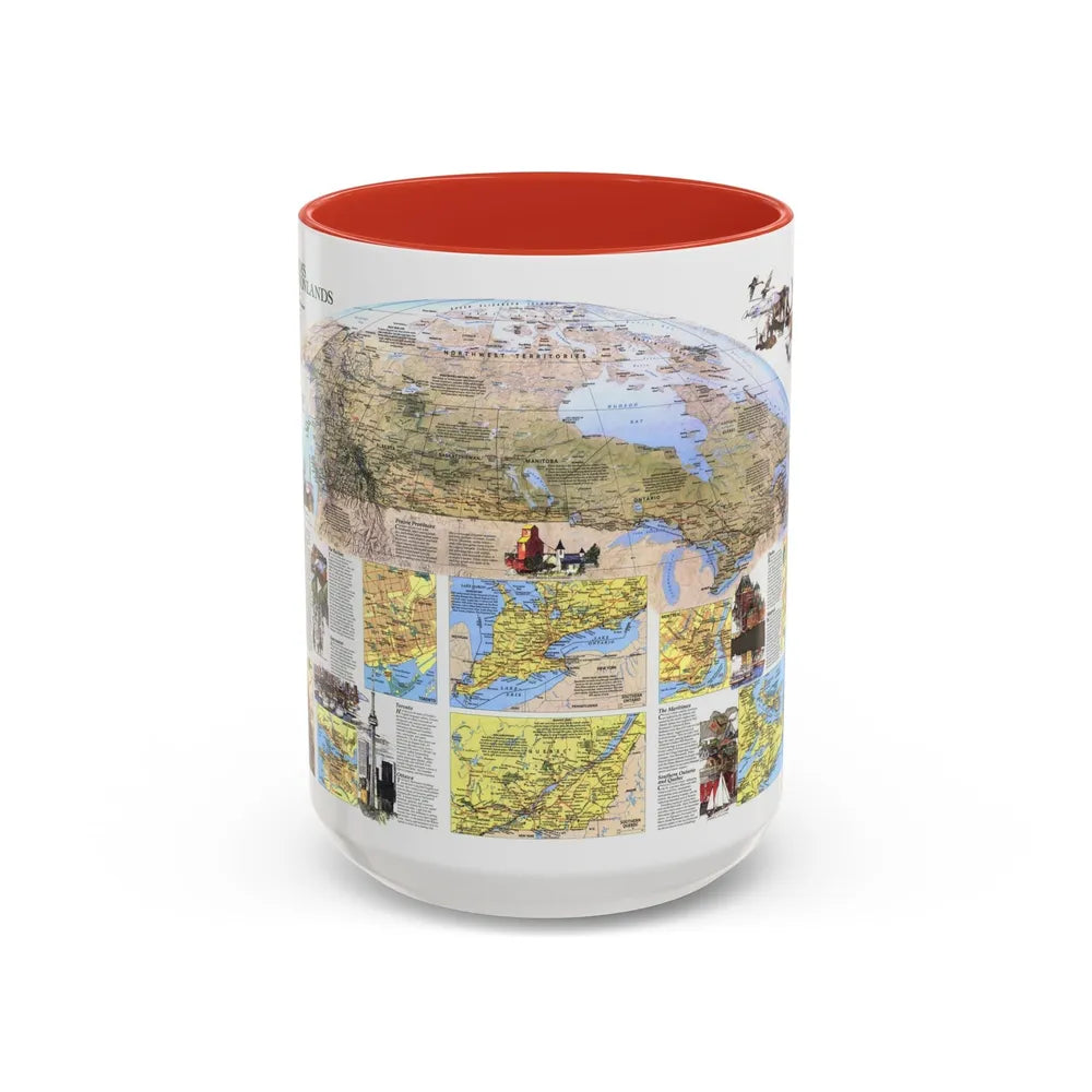 Canada - Vacationlands (1985) (Map) Accent Coffee Mug-15oz-Red-Go Mug Yourself