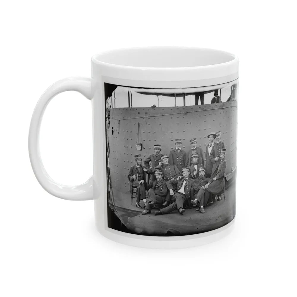 James River, Va. Officers Of The U.S.S. Monitor Grouped By The Turret (U.S. Civil War) White Coffee Mug-Go Mug Yourself