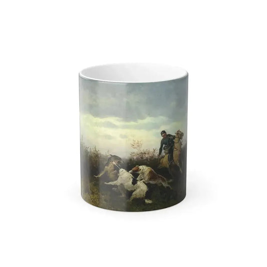 Efim A Tikhmenev (1869-1934) Wolf Hunt with Borzois - Oil on Canvas 1904 - Color Changing Mug 11oz 11oz - Go Mug Yourself