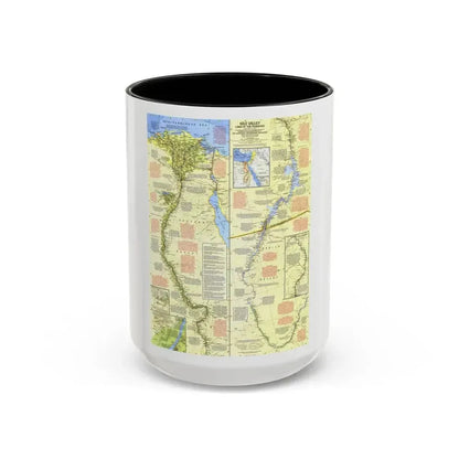 Egypt - Nile Valley, Land of the Pharaohs (1965) (Map) Accent Coffee Mug 15oz Black - Go Mug Yourself