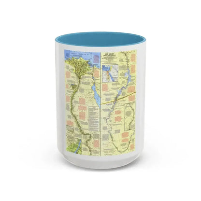 Egypt - Nile Valley, Land of the Pharaohs (1965) (Map) Accent Coffee Mug 15oz Light Blue - Go Mug Yourself