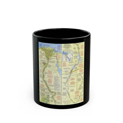 Egypt - Nile Valley, Land of the Pharaohs (1965) (Map) Black Coffee Mug 11oz - Go Mug Yourself