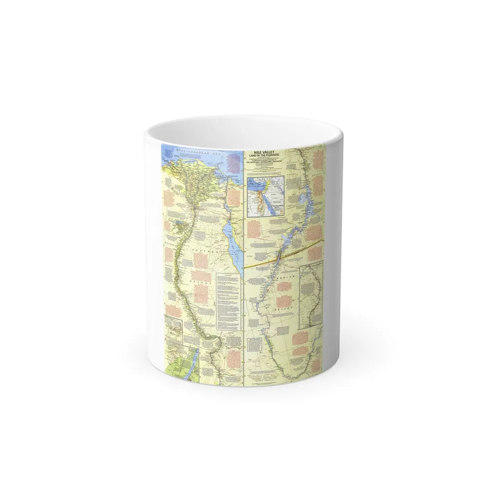 Egypt - Nile Valley, Land of the Pharaohs (1965) (Map) Color Changing Mug 11oz-Go Mug Yourself