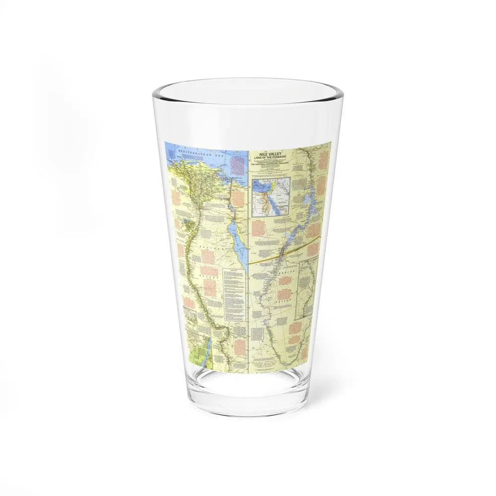 Egypt - Nile Valley, Land of the Pharaohs (1965) (Map) Pint Glass 16oz-16oz-Go Mug Yourself