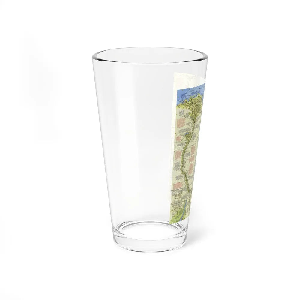 Egypt - Nile Valley, Land of the Pharaohs (1965) (Map) Pint Glass 16oz-Go Mug Yourself