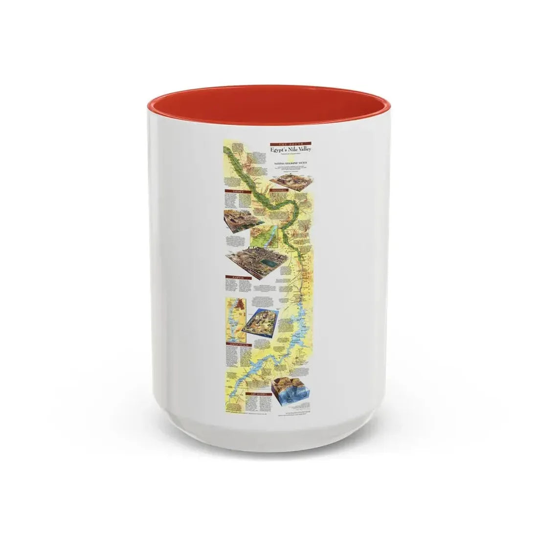 Egypt's Nile Valley- The South (1995) (Map) Accent Coffee Mug 15oz Red - Go Mug Yourself