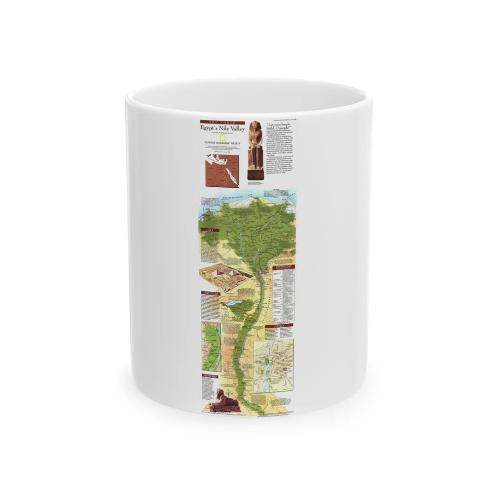 Egypt's Nile Valley- The North (1995) (Map) White Coffee Mug-11oz-Go Mug Yourself