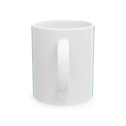 Eight-spoked wheel flag used by Hungarian Romanies (Hungary) White Coffee Mug - Go Mug Yourself