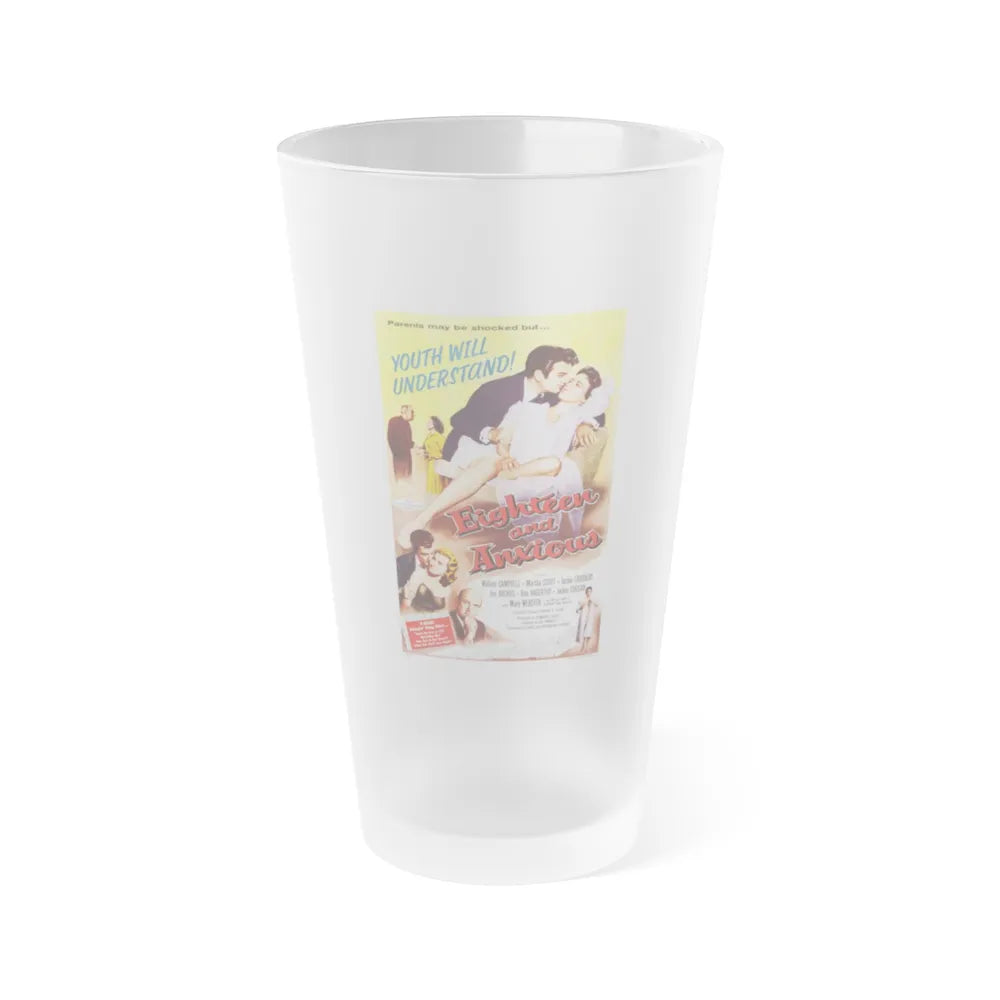 EIGHTEEN AND ANXIOUS 1957 Movie Poster - Frosted Pint Glass 16oz-16oz-Frosted-Go Mug Yourself