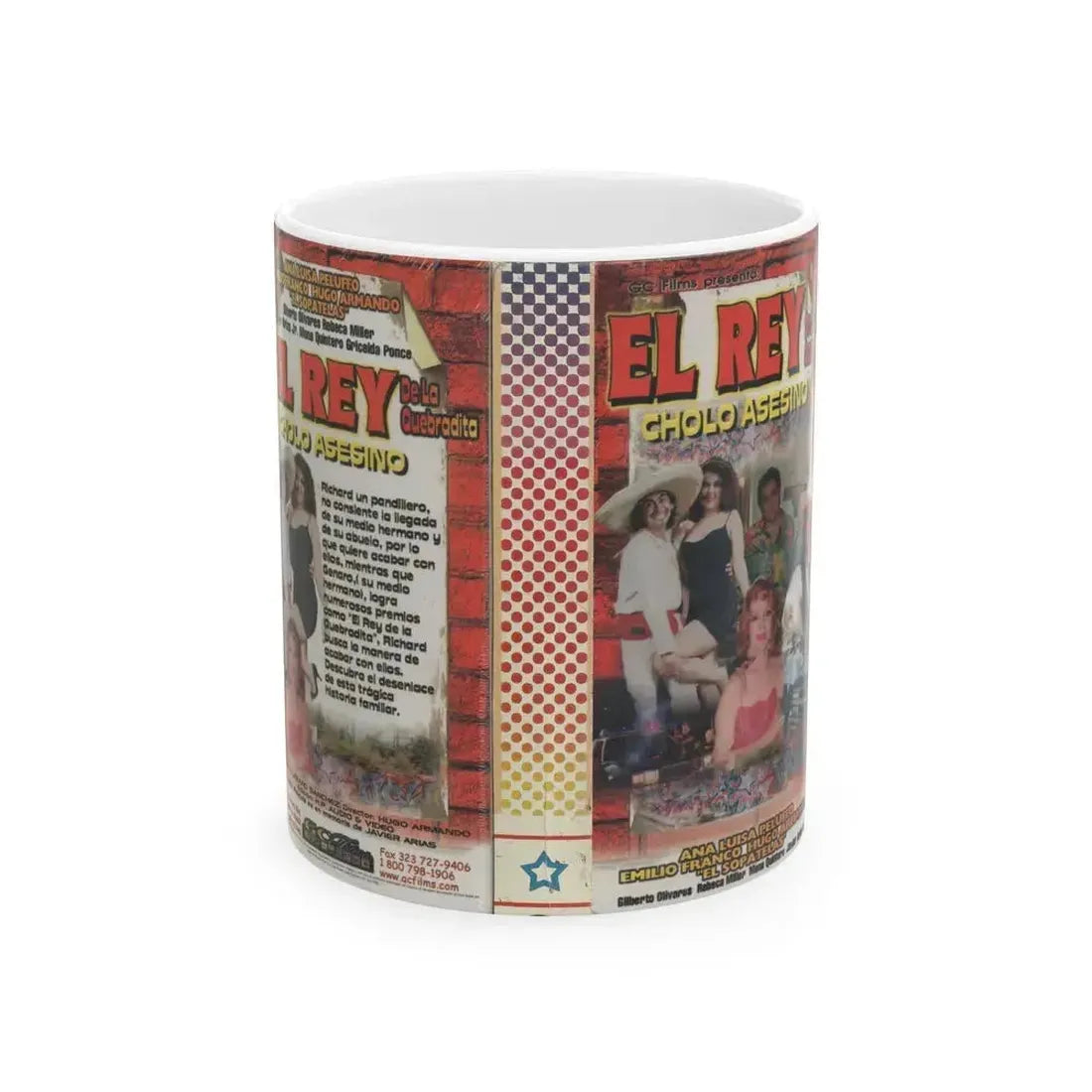EL REY DE LA QUEBRADITO CHOLO ASESINO (VHS COVER) - White Coffee Mug 11oz - Go Mug Yourself