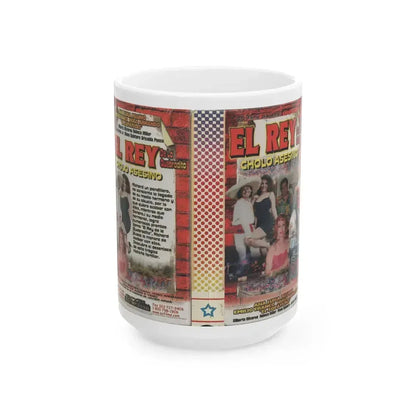 EL REY DE LA QUEBRADITO CHOLO ASESINO (VHS COVER) - White Coffee Mug 15oz - Go Mug Yourself