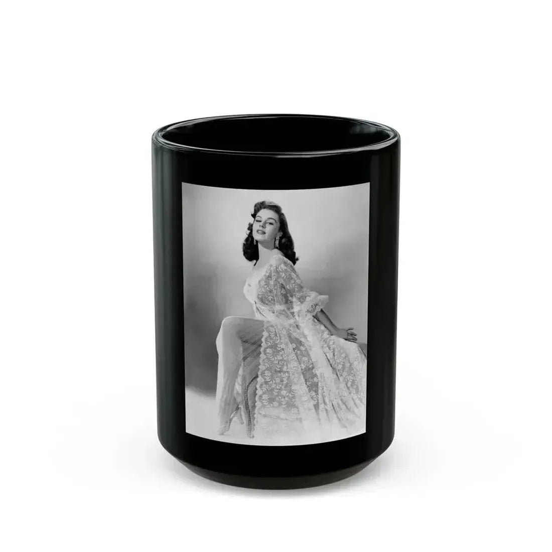 Elaine Stewart #101 (Vintage Female Icon) Black Coffee Mug 15oz - Go Mug Yourself