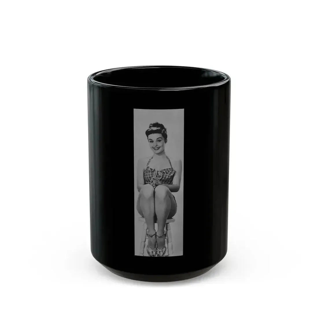 Elaine Stewart #110 (Vintage Female Icon) Black Coffee Mug 15oz - Go Mug Yourself