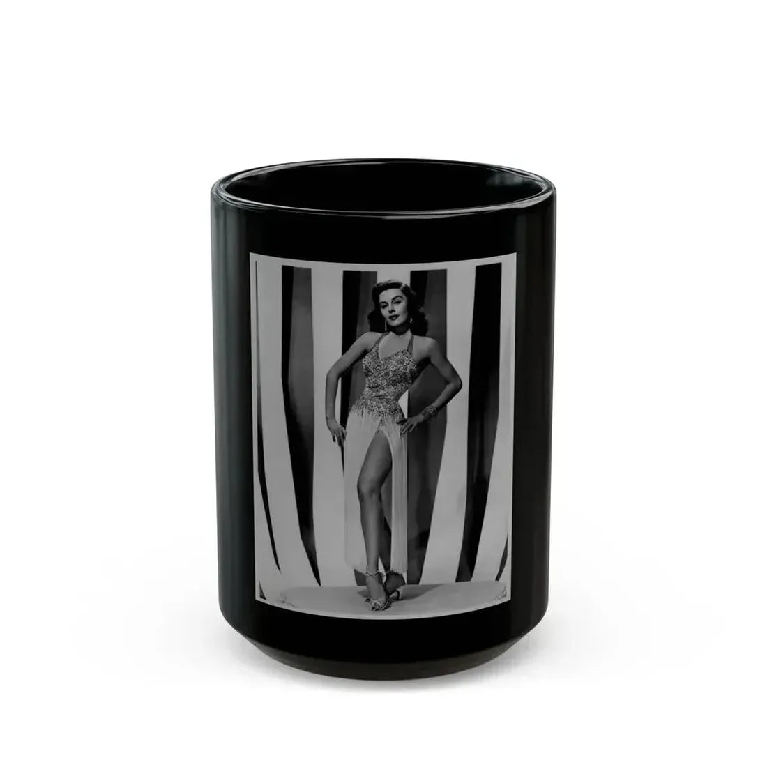 Elaine Stewart #117 (Vintage Female Icon) Black Coffee Mug 15oz - Go Mug Yourself