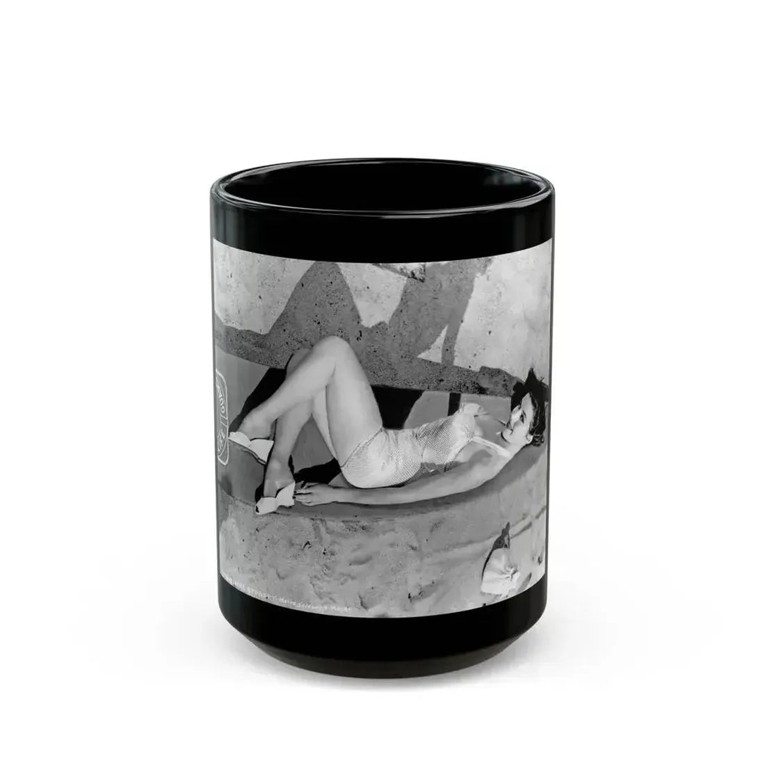 Elaine Stewart #129 (Vintage Female Icon) Black Coffee Mug 15oz - Go Mug Yourself