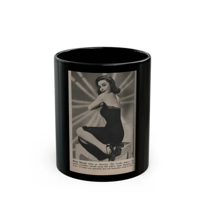 Elaine Stewart #131 - 1 B&W Photo & Caption from Modern Screen Mag. July '55 (Vintage Female Icon) Black Coffee Mug 11oz - Go Mug Yourself