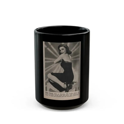 Elaine Stewart #131 - 1 B&W Photo & Caption from Modern Screen Mag. July '55 (Vintage Female Icon) Black Coffee Mug 15oz - Go Mug Yourself