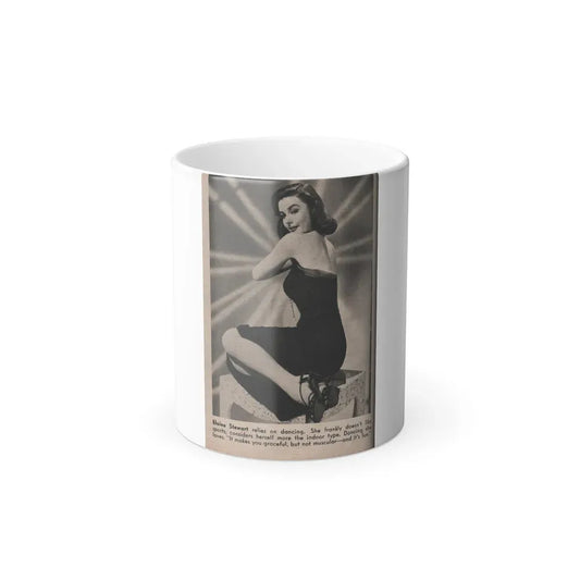 Elaine Stewart #131 - 1 B&W Photo & Caption from Modern Screen Mag. July '55 (Vintage Female Icon) Color Changing Coffee Mug 11oz - Go Mug Yourself